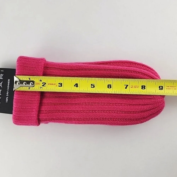 TAHARI Women's 100% 2 Ply Cashmere Hot Pink Ribbed Knit Mitts Size M/L - Picture 7 of 7